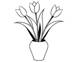 fleur vase contour vecteur