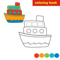 coloration livre pour enfants, navire vecteur