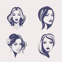 femme visage art, adapté pour salon logo, icône, signe, symbole, imprimer. vecteur