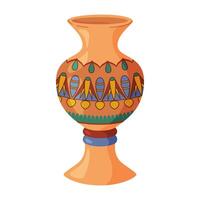 coloré céramique vase. porcelaine vase pour fleurs, antique poterie, floral et abstrait motifs. vase poterie, floral pot, coloré cruche. branché plat style isolé sur blanc illustration vecteur