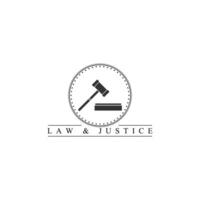 illustration Justice loi logo Icônes tribunal marteau vecteur