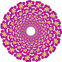 abstrait rond modèle dans le forme de rose et Jaune fleurs arrangé dans une cercle sur une blanc Contexte vecteur