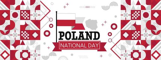 Pologne drapeau nationale journée conception abstrait géométrique décoration coloré Icônes vecteur