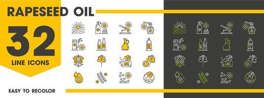 colza canola pétrole ligne Icônes, nourriture et des produits vecteur