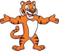 tigre mascotte avec ouvert bras illustration vecteur