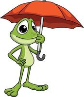 grenouille mascotte en portant parapluie illustration vecteur