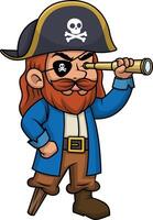 pirate en utilisant spyglass illustration vecteur