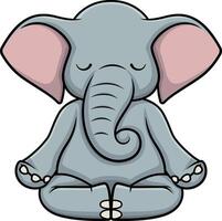 l'éléphant personnage méditer illustration vecteur
