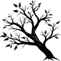 une arbre branche silhouette avec noir feuille vecteur