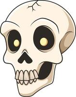 effrayant squelette tête dessin animé dessin vecteur