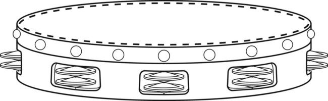 facile coloration dessin animé illustration de une tambourin isolé sur blanc Contexte vecteur