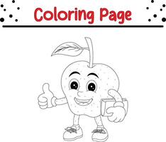 fruit dessin animé personnage coloration page. coloration livre pour enfants. vecteur