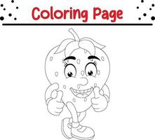 fruit dessin animé personnage coloration page. coloration livre pour enfants. vecteur