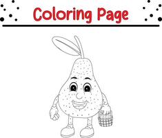 fruit dessin animé personnage coloration page. coloration livre pour enfants. vecteur