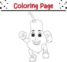 fruit dessin animé personnage coloration page. coloration livre pour enfants. vecteur