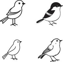 noir et blanc dessin de des oiseaux contour vecteur