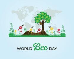monde abeille journée concept 20 mai modèle pour Contexte avec bannière affiche et carte plat illustration vecteur