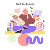 la vie de travail équilibre concept. illustration. vecteur