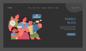 joyeux famille Blog concept. illustration vecteur