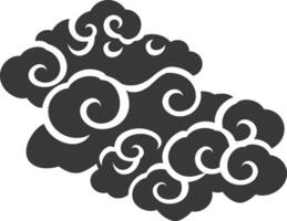 silhouette chinois nuage symbole noir Couleur seulement vecteur