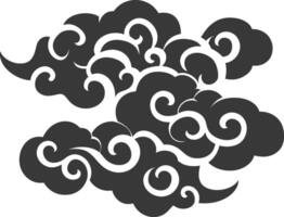silhouette chinois nuage symbole noir Couleur seulement vecteur