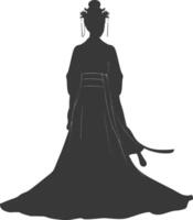 silhouette indépendant chinois femmes portant hanfu noir Couleur seulement vecteur