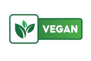 végétalien vert icône sur blanc Contexte végétalien nourriture signe avec feuilles vecteur