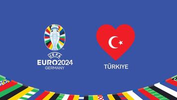 euro 2024 turkiye emblème cœur équipes conception avec officiel symbole logo abstrait des pays européen Football illustration vecteur