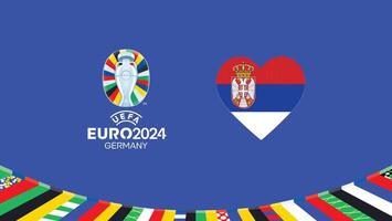 euro 2024 Serbie drapeau cœur équipes conception avec officiel symbole logo abstrait des pays européen Football illustration vecteur
