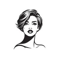 court aux cheveux Dame femme silhouette portrait illustration vecteur