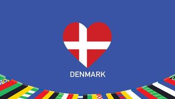 Danemark drapeau cœur équipes européen nations 2024 abstrait des pays européen Allemagne Football symbole logo conception illustration vecteur