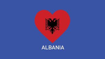 Albanie drapeau cœur équipes européen nations 2024 abstrait des pays européen Allemagne Football symbole logo conception illustration vecteur