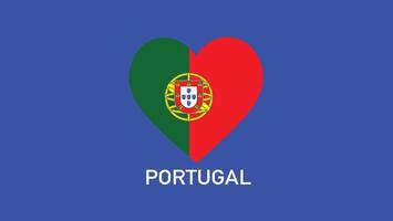 le Portugal drapeau cœur équipes européen nations 2024 abstrait des pays européen Allemagne Football symbole logo conception illustration vecteur