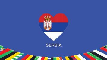 Serbie drapeau cœur équipes européen nations 2024 abstrait des pays européen Allemagne Football symbole logo conception illustration vecteur