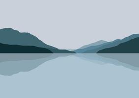 montagnes dans des lacs. illustration dans plat style. vecteur