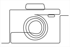 continu Célibataire ligne dessin ligne art de rétro photo caméra icône illustration vecteur