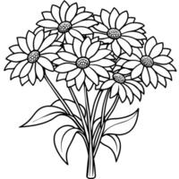 noir regardé Susan fleur contour illustration coloration livre page conception, azalée fleur noir et blanc ligne art dessin coloration livre pages pour les enfants et adultes vecteur