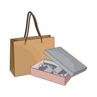 illustration de achats sac avec des chaussures vecteur