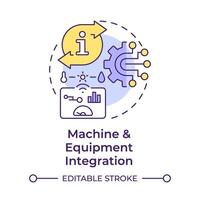 machine et équipement l'intégration multi Couleur concept icône. machinerie contrôle, intelligent fabrication. rond forme ligne illustration. abstrait idée. graphique conception. facile à utilisation dans infographie, article vecteur