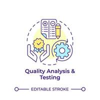 qualité une analyse et essai multi Couleur concept icône. statistique outils, performance métrique. rond forme ligne illustration. abstrait idée. graphique conception. facile à utilisation dans infographie, présentation vecteur