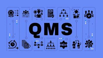 qms bleu mot concept. qualité analyse, amélioration opportunités. Ressource planification, intelligent buts. visuel communication. artavec caractères texte, modifiable glyphe Icônes vecteur