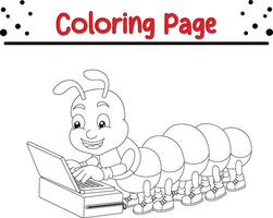 chenille coloration page. coloration livre pour enfants. vecteur