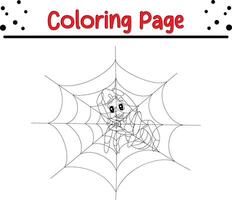 araignée sur le araignée coloration page. coloration livre pour enfants. vecteur