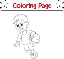 mignonne garçon en jouant coloration page. coloration livre pour enfants. vecteur
