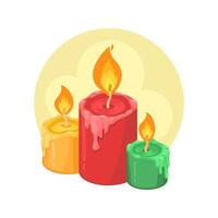 coloré bougie lumière symbole décoration pour religion ou fête dessin animé illustration vecteur