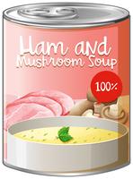 Potage au jambon et aux champignons vecteur