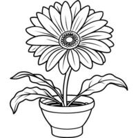 gerbera Marguerite fleur contour illustration coloration livre page conception, gerbera Marguerite fleur noir et blanc ligne art dessin coloration livre pages pour les enfants et adultes vecteur