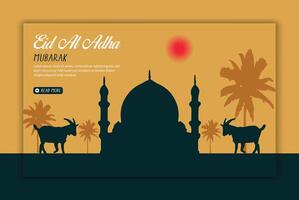 eid Al adha mubarak islamique Festival social médias bannière Publier modèle vecteur