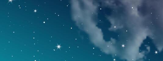 nuit ciel avec des nuages et beaucoup étoiles vecteur