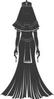 silhouette indépendant égyptien femmes portant tob seblé noir Couleur seulement vecteur